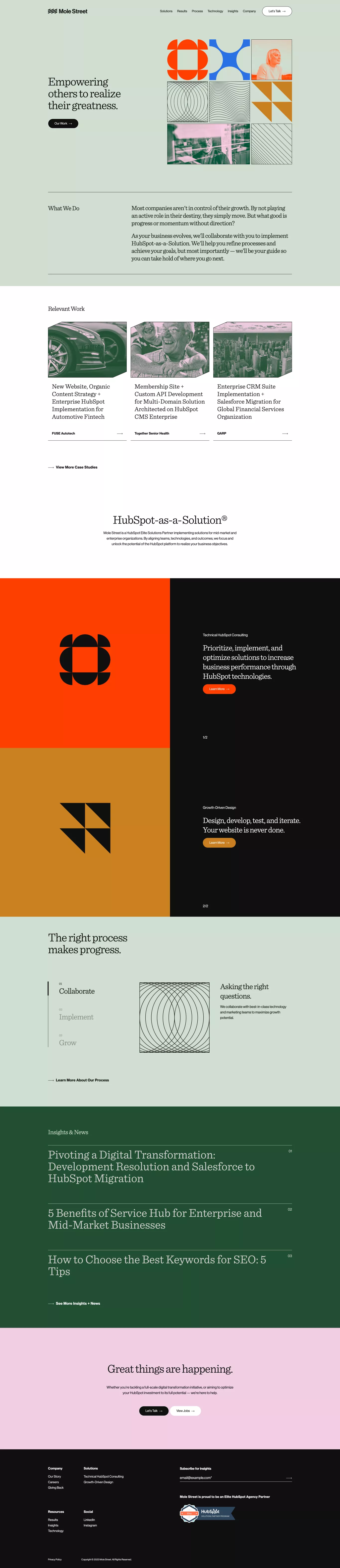Mole Street - HubSpot Elite Solutions Pa landing page screenshot showcasing Design and Tech design