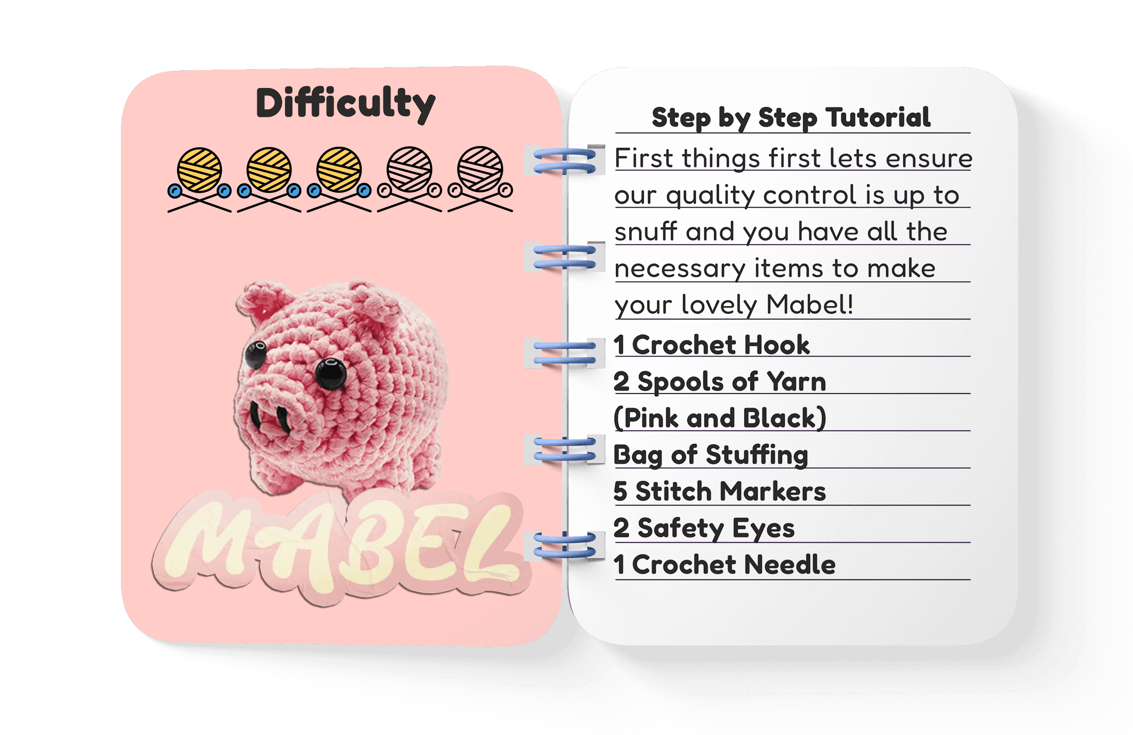 Mabel the Pig Crochet Tutorial - Completed Project