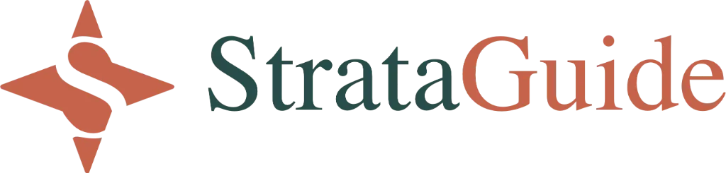 StrataGuide logo with compass symbol