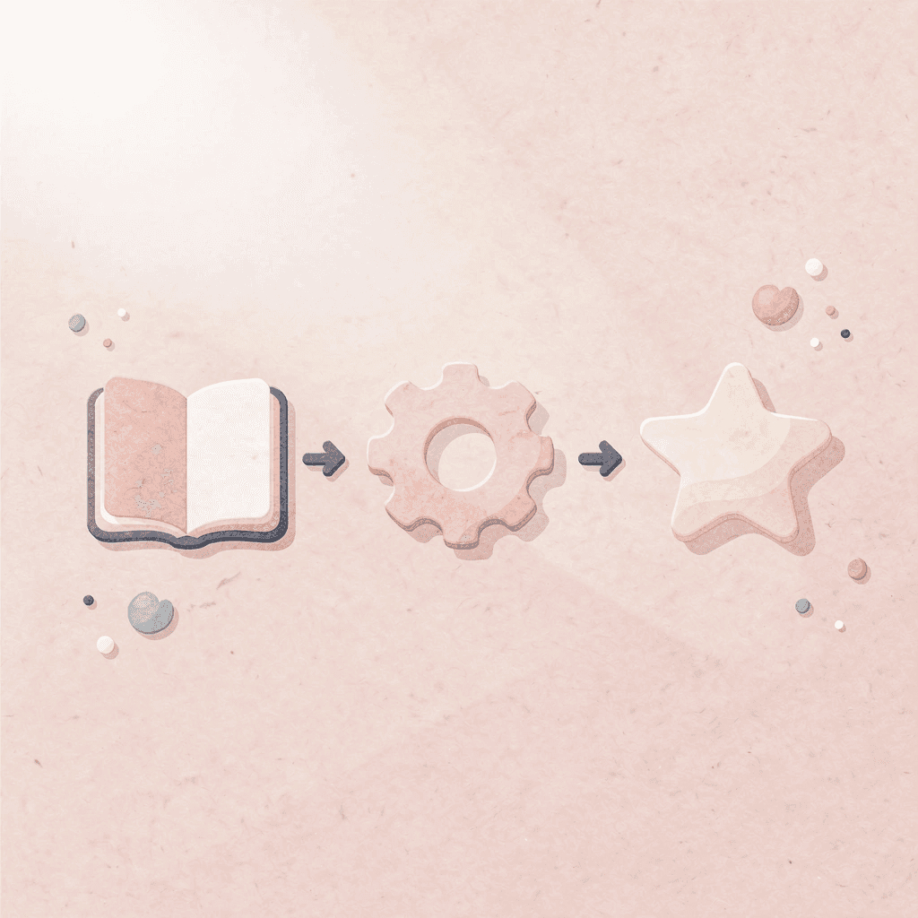 Three connected icons showing progression from learning to cultural understanding to natural response