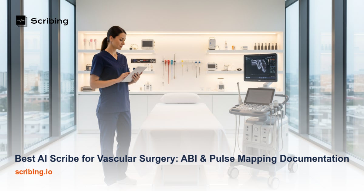 Vascular surgery AI scribe documentation for ABI measurements and pulse mapping arterial assessments
