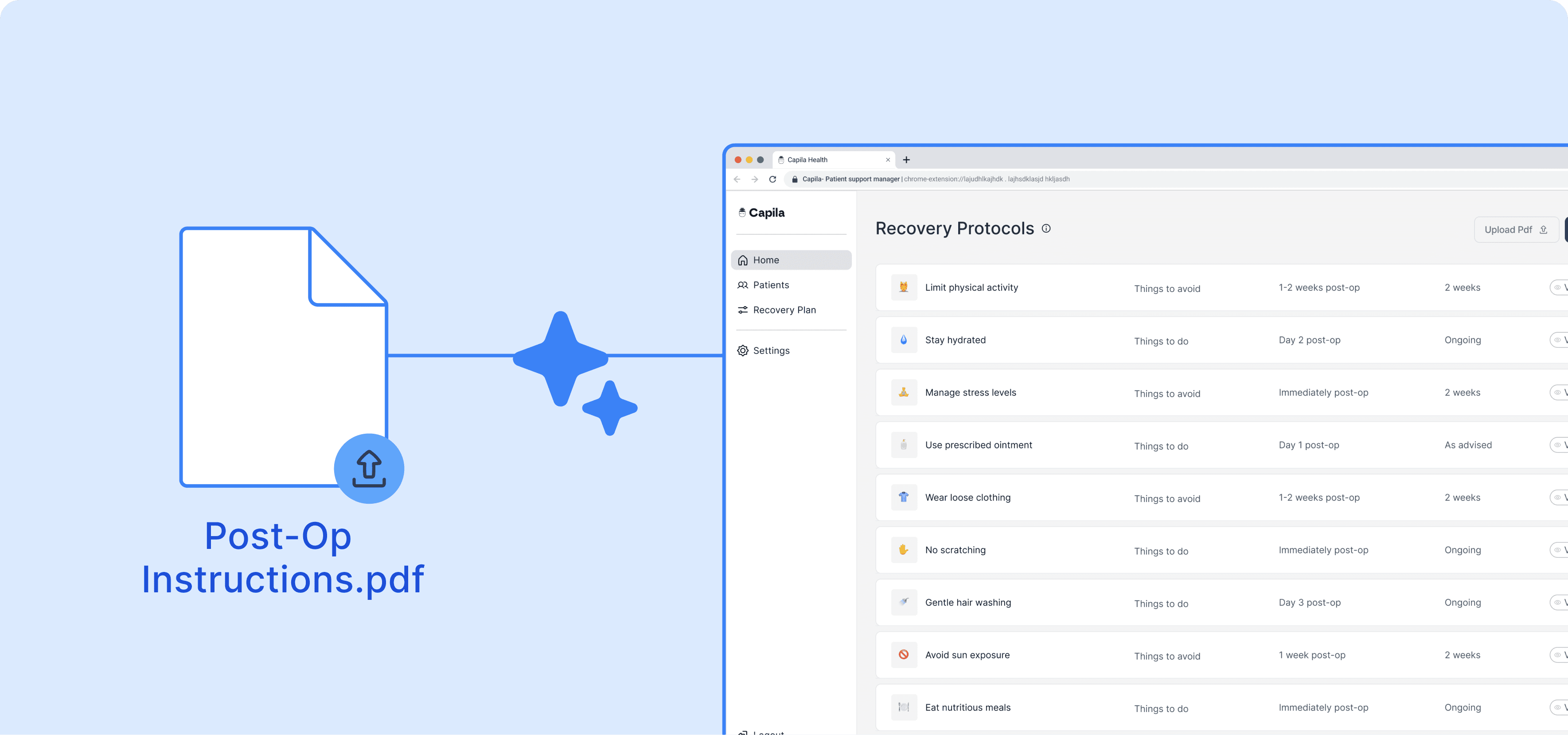 Capila mobile app has a ai chat trained to give personalized answers for hair transplant patients