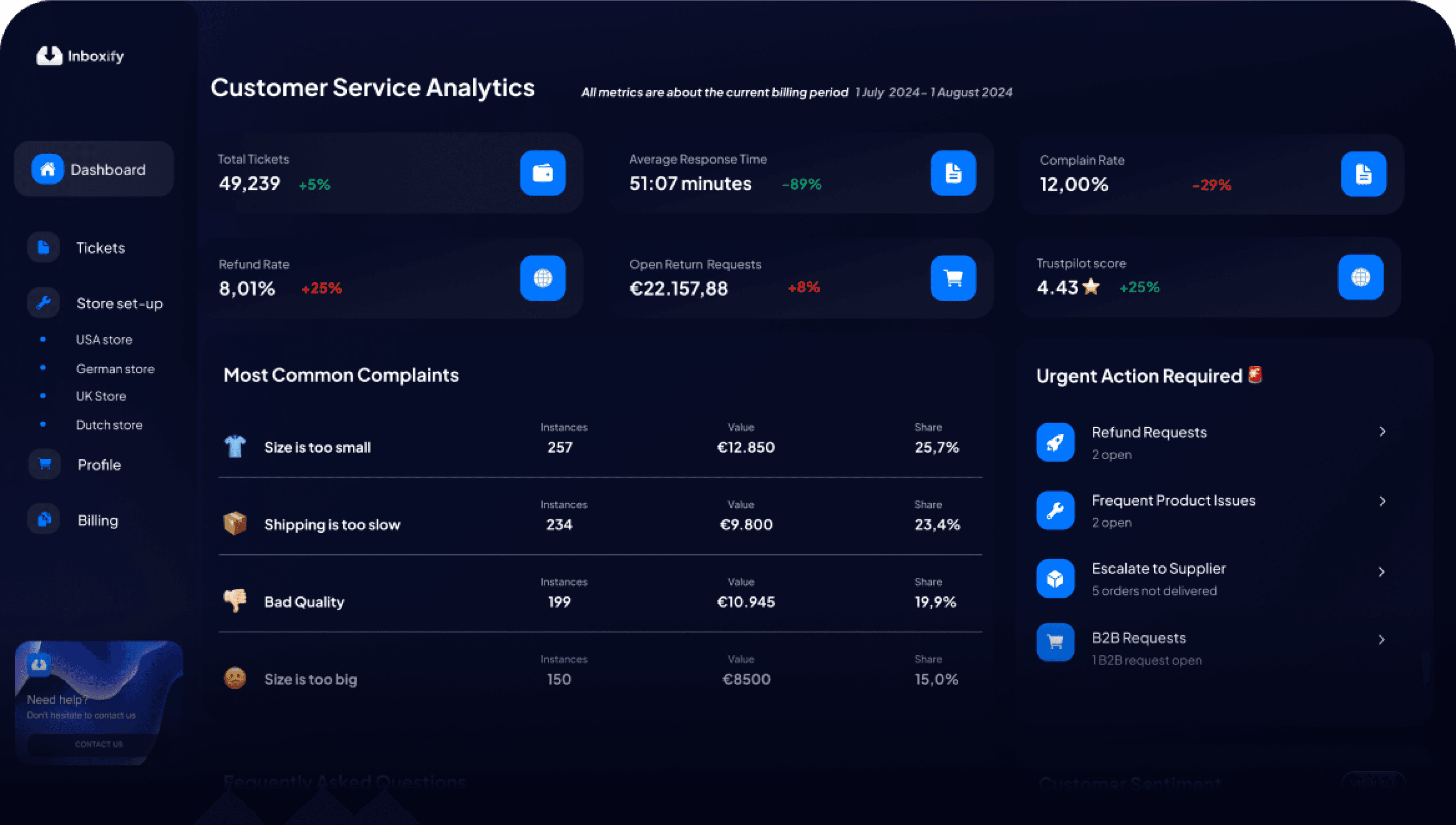 Inboxify dashboard