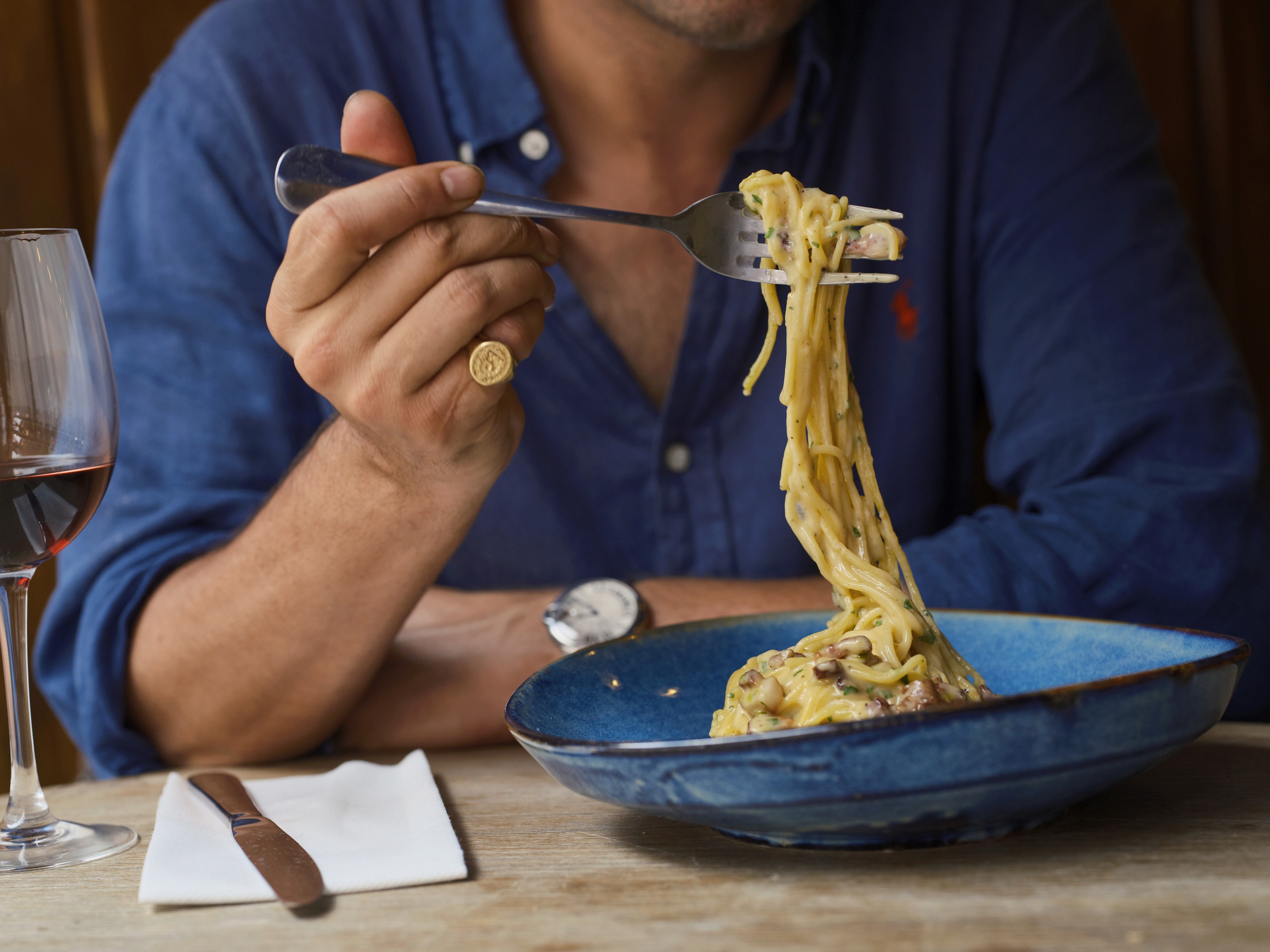 Spaghetti carbonara, Italian style