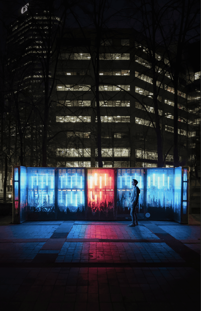 Ethera with custom audio-reactive programming during its second exhibition in Toronto, 2024