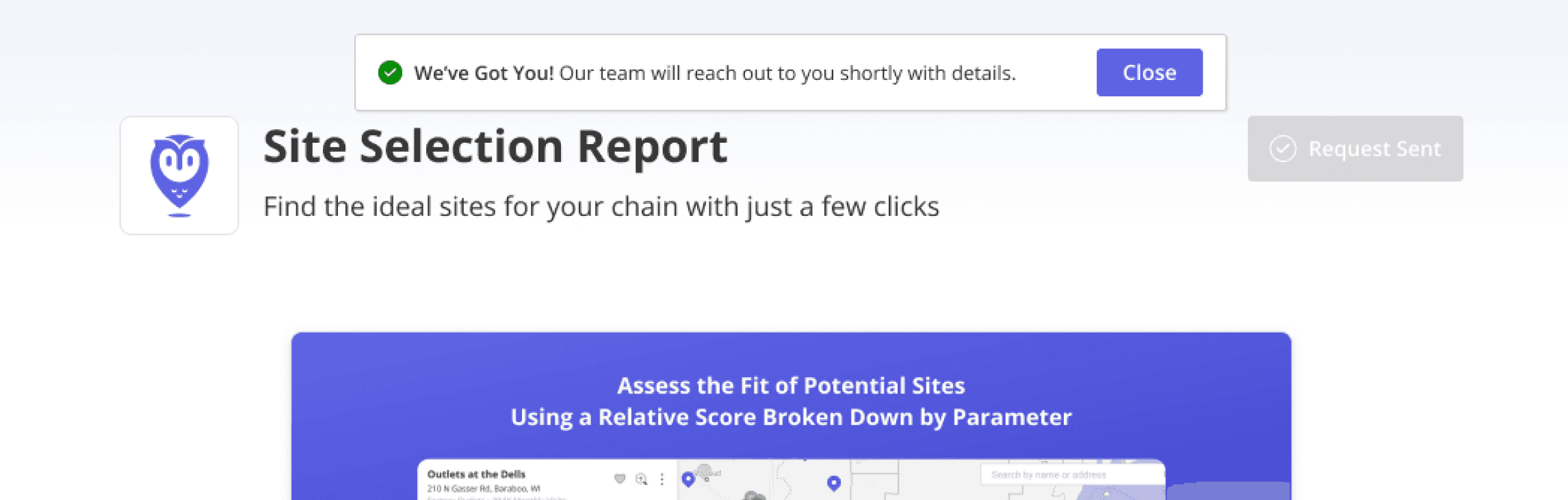 Image of a one-click success banner