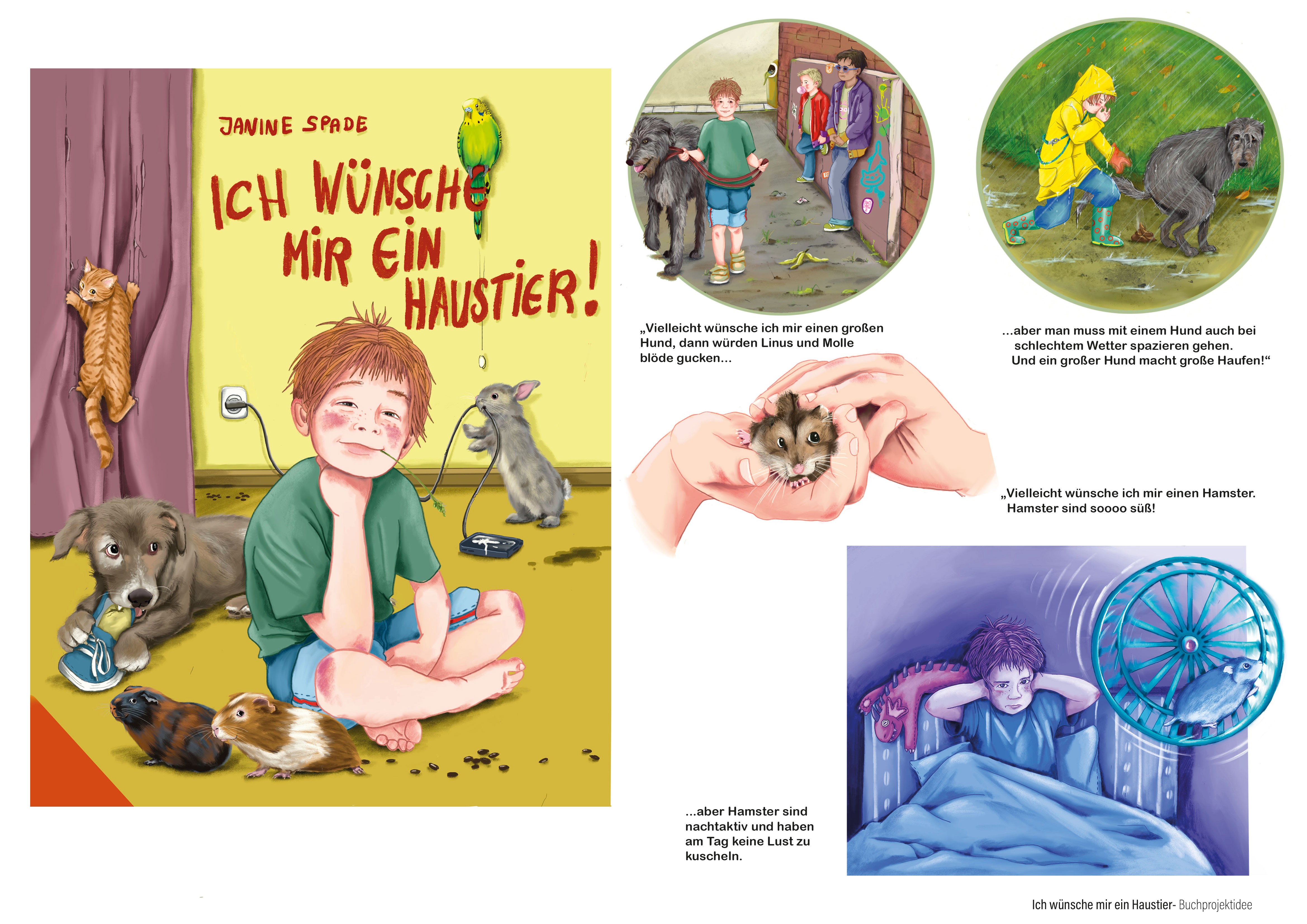 Cover ein Junge mit verschiedenen Haustieren 