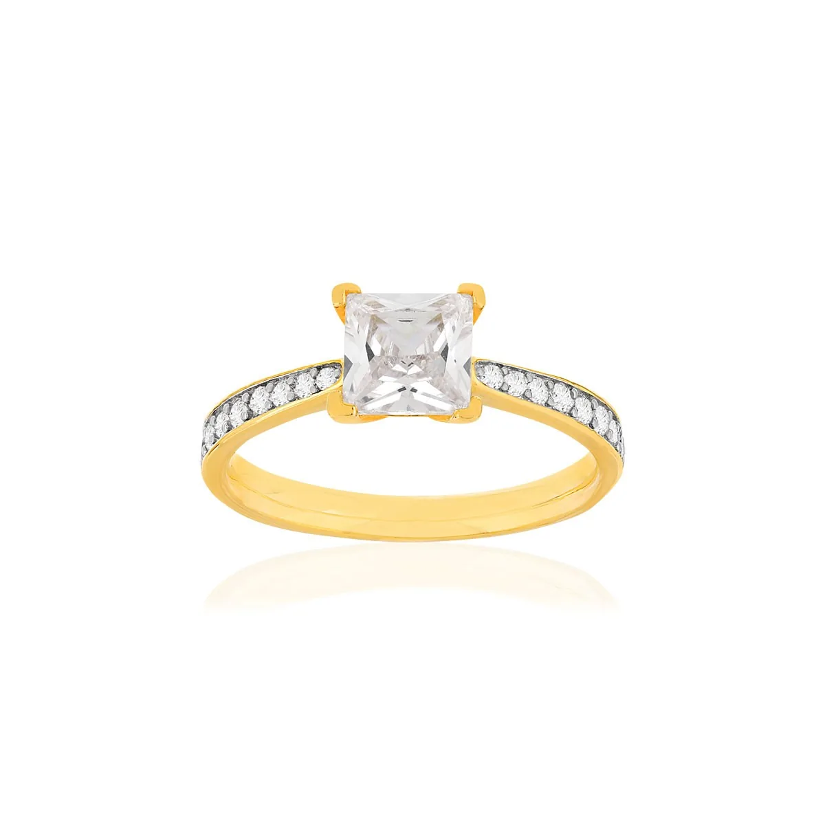 Bague en plaqué or sertie d'oxydes de zirconium