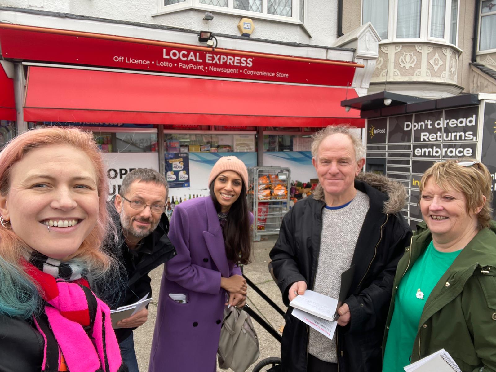Group of volunteers canvassing.