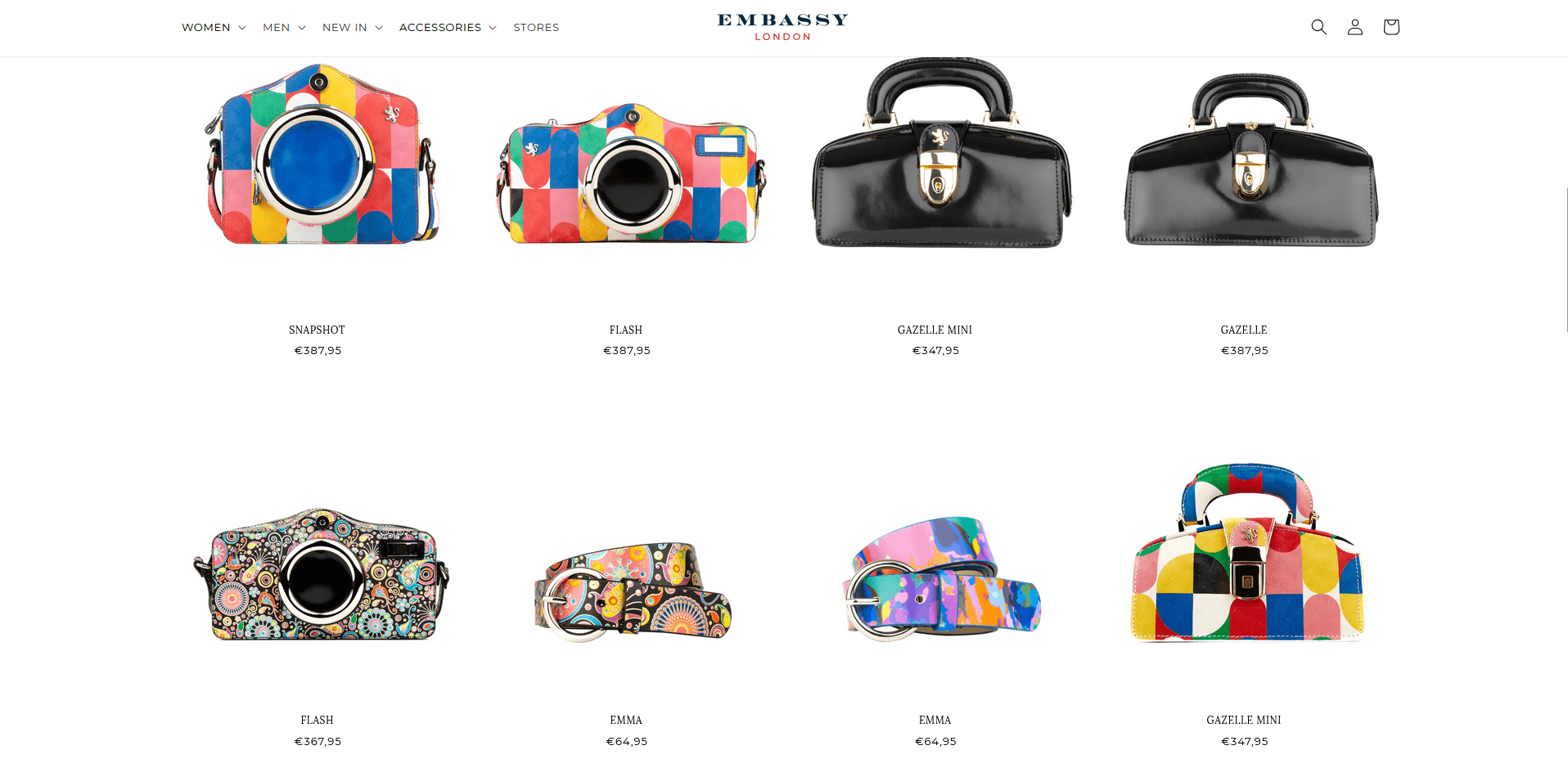 Embassy London Catalog of Artistic Bags.