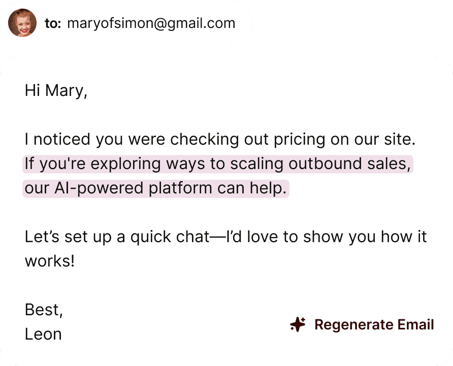 Personalized AI outreach product image