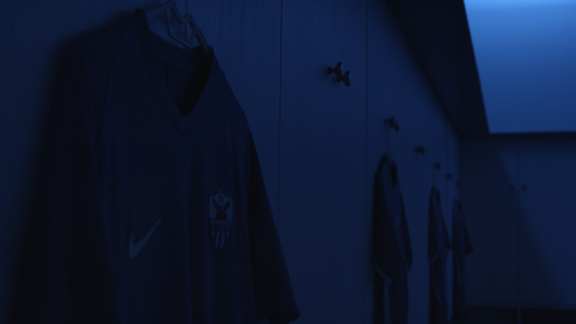 Anorthosis FC locker rooms during a commercial shooting for the digital needs of the football team in Cyprus