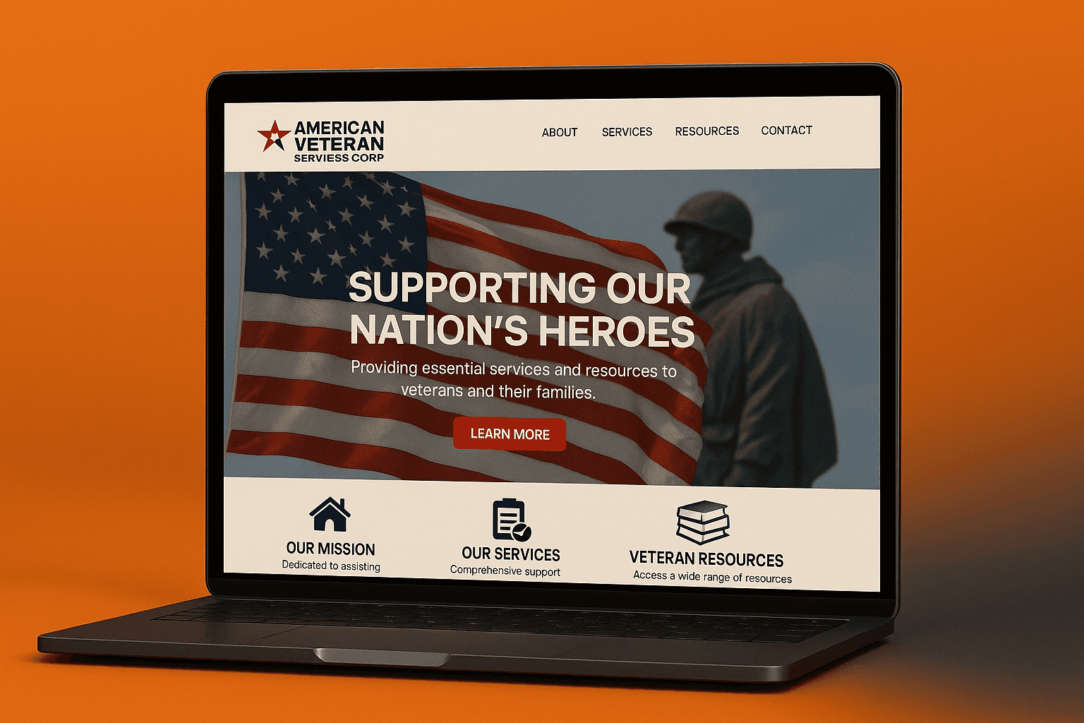 Trojan digital marketing did a complete web design redesign for American veteran service corp, a local none profit in Indianapolis, Brownsburg or Avon