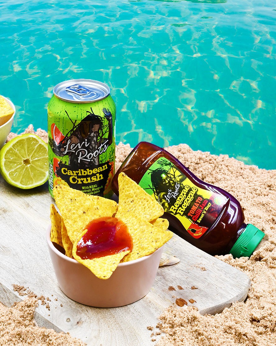 Levi Roots Chilli James by the pool