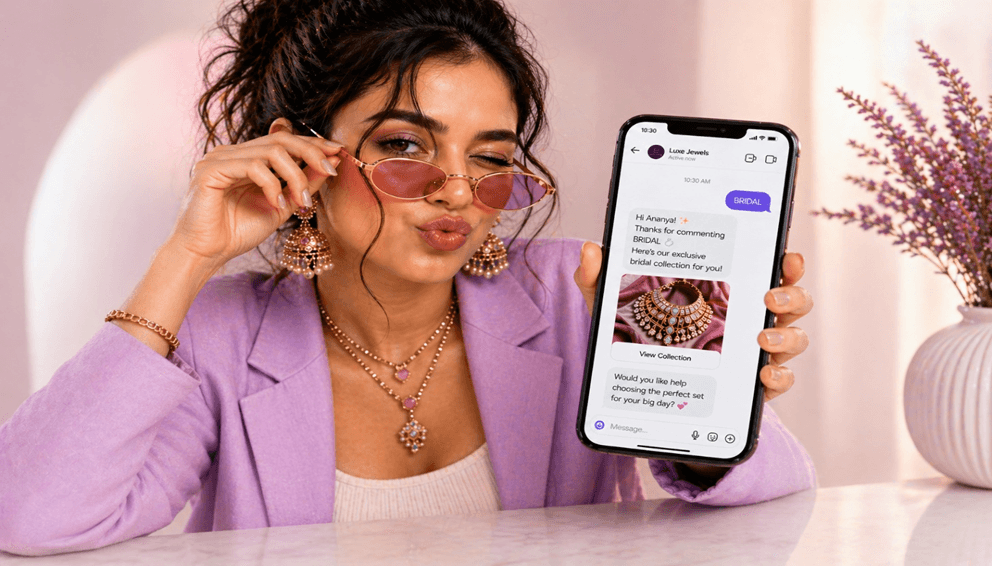 Jeweler using Instagram DM automation to send bridal collection details to interested customers