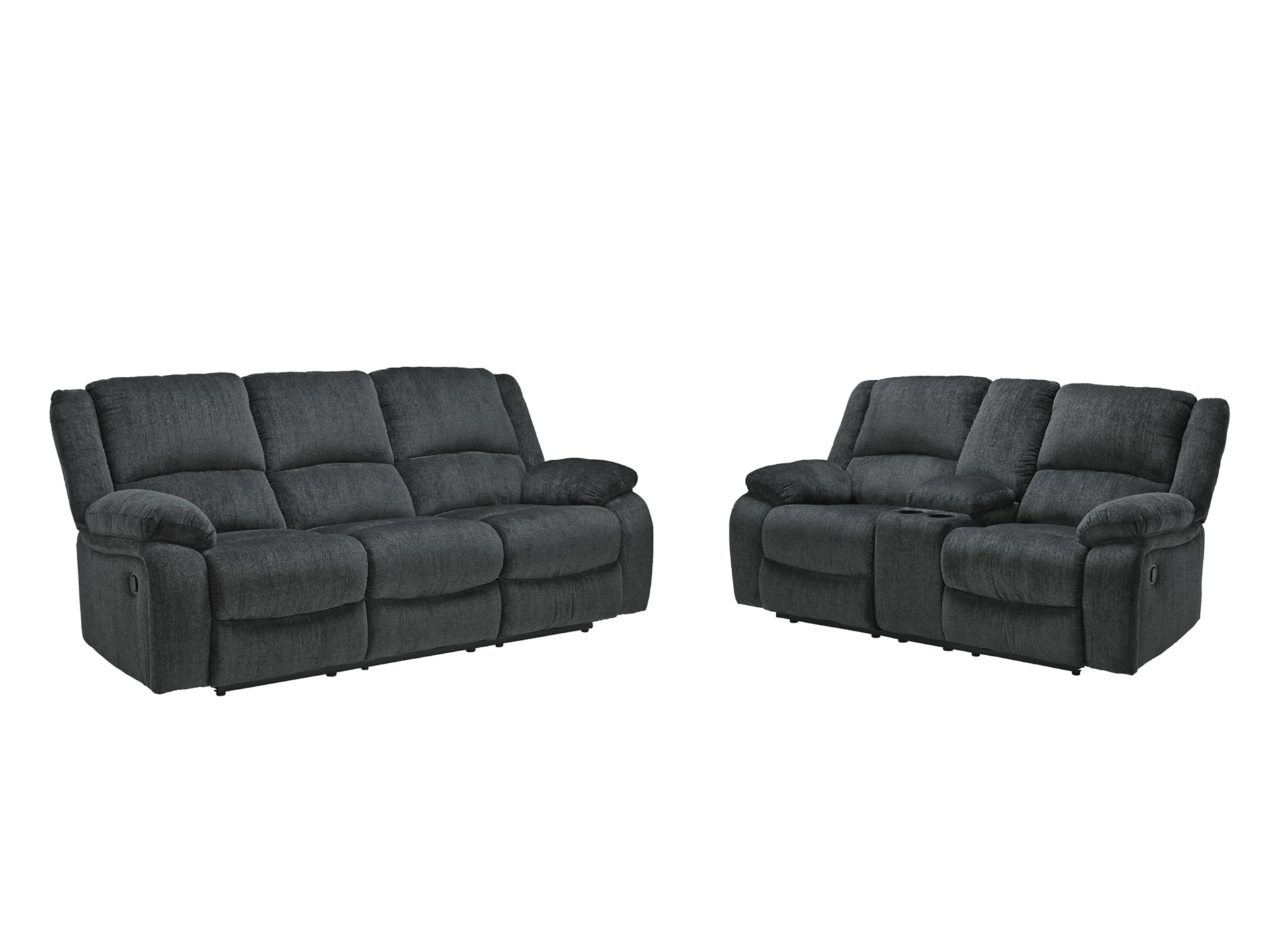 "Side view of Draycoll Reclining Sofa and loveseat"