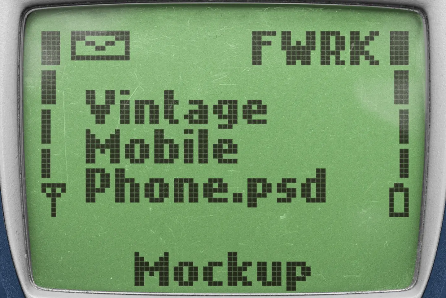 Iconic mobile phone mockup closeup of classic pixel screen display texture