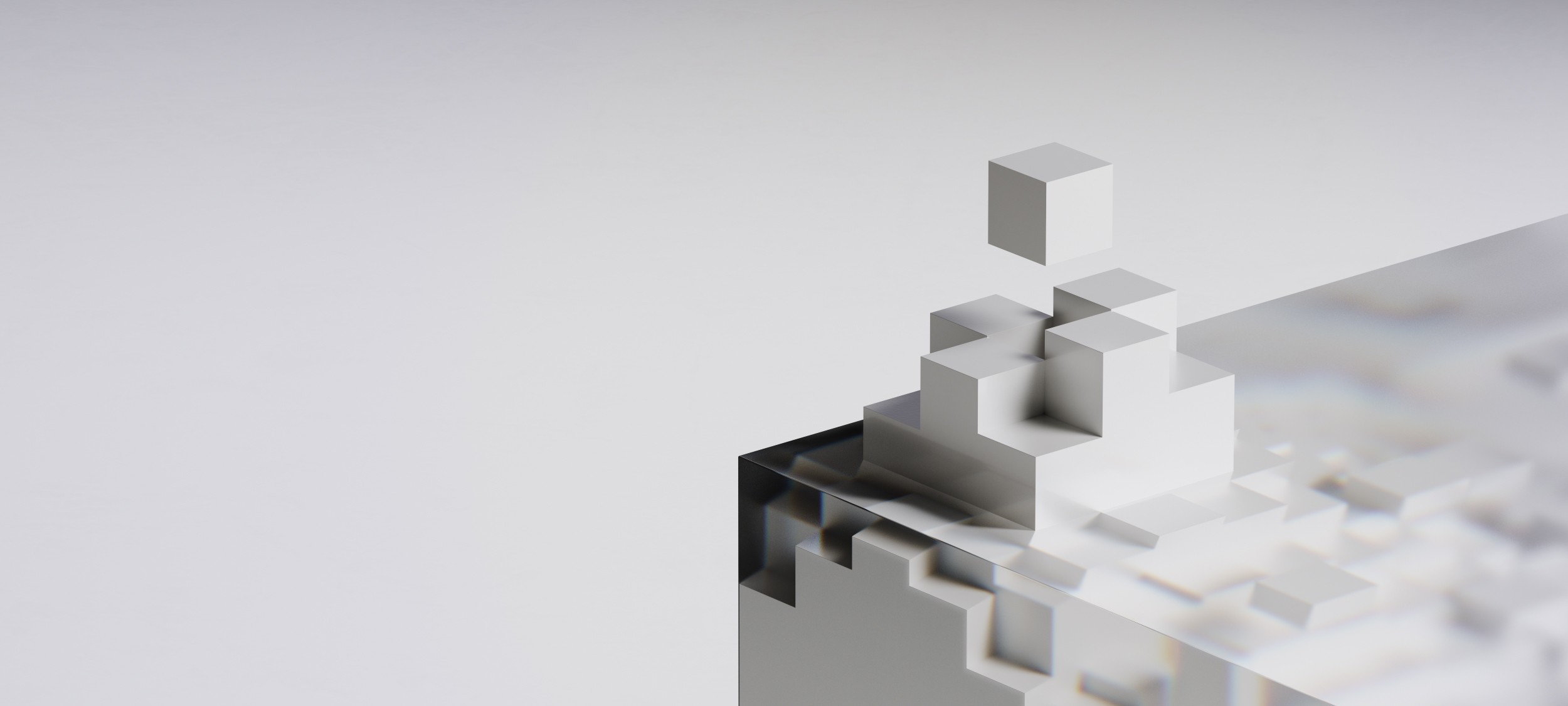 Data-driven decision-making process visualized with 3D cubes, showing key metrics and performance indicators in an interactive format