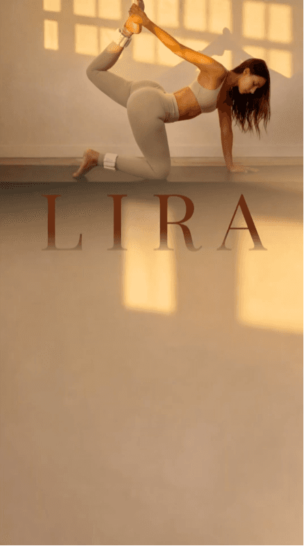 LIRA brand visual of a heated movement session in golden light
