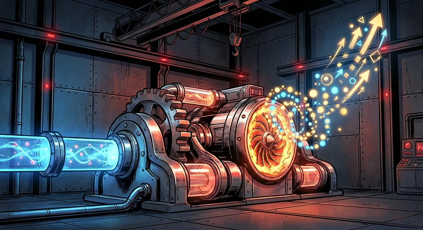 Futuristic machine in action; symbolizes RockN' Socials digital marketing agency.