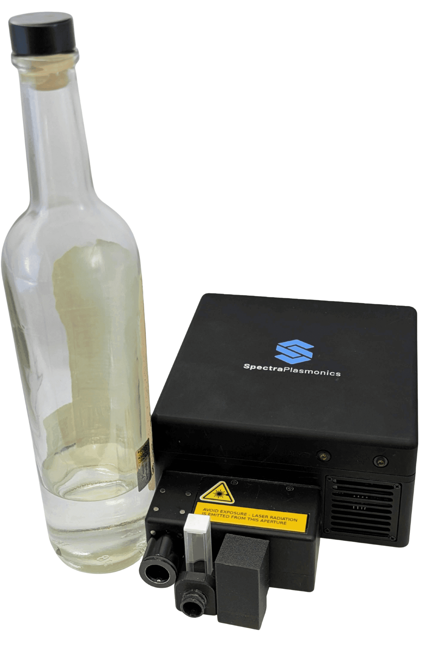 Bottle of alcohol beside the Amplifi ID Raman Spectrometer.