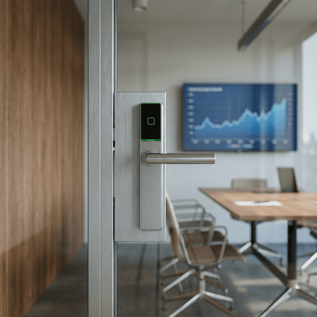 Dormakaba Smartlock am Meetingraum in Nahaufnahme - Zugriffskontrolle im anny Buchungssystem