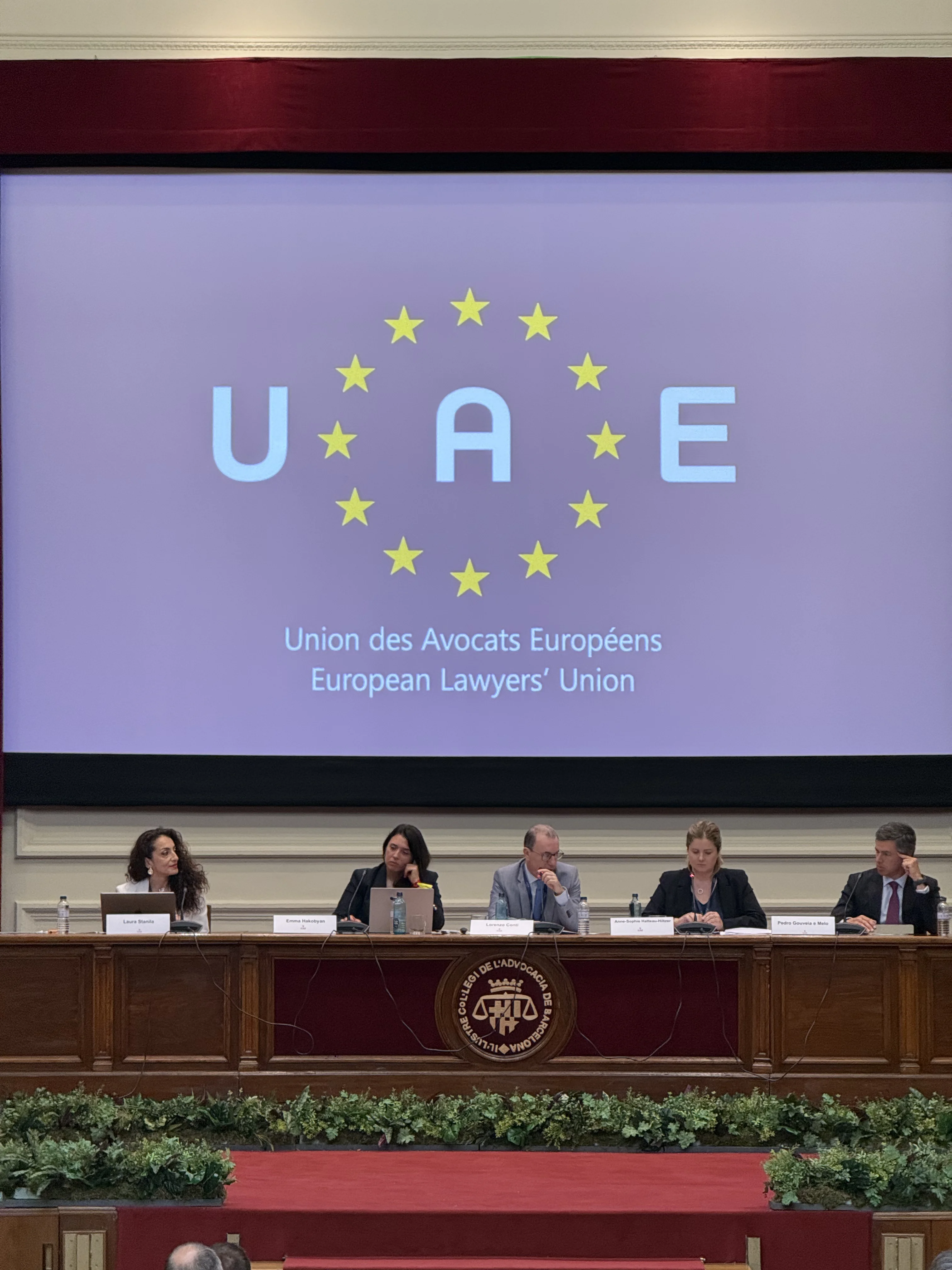 UAE logo on screen before the audience