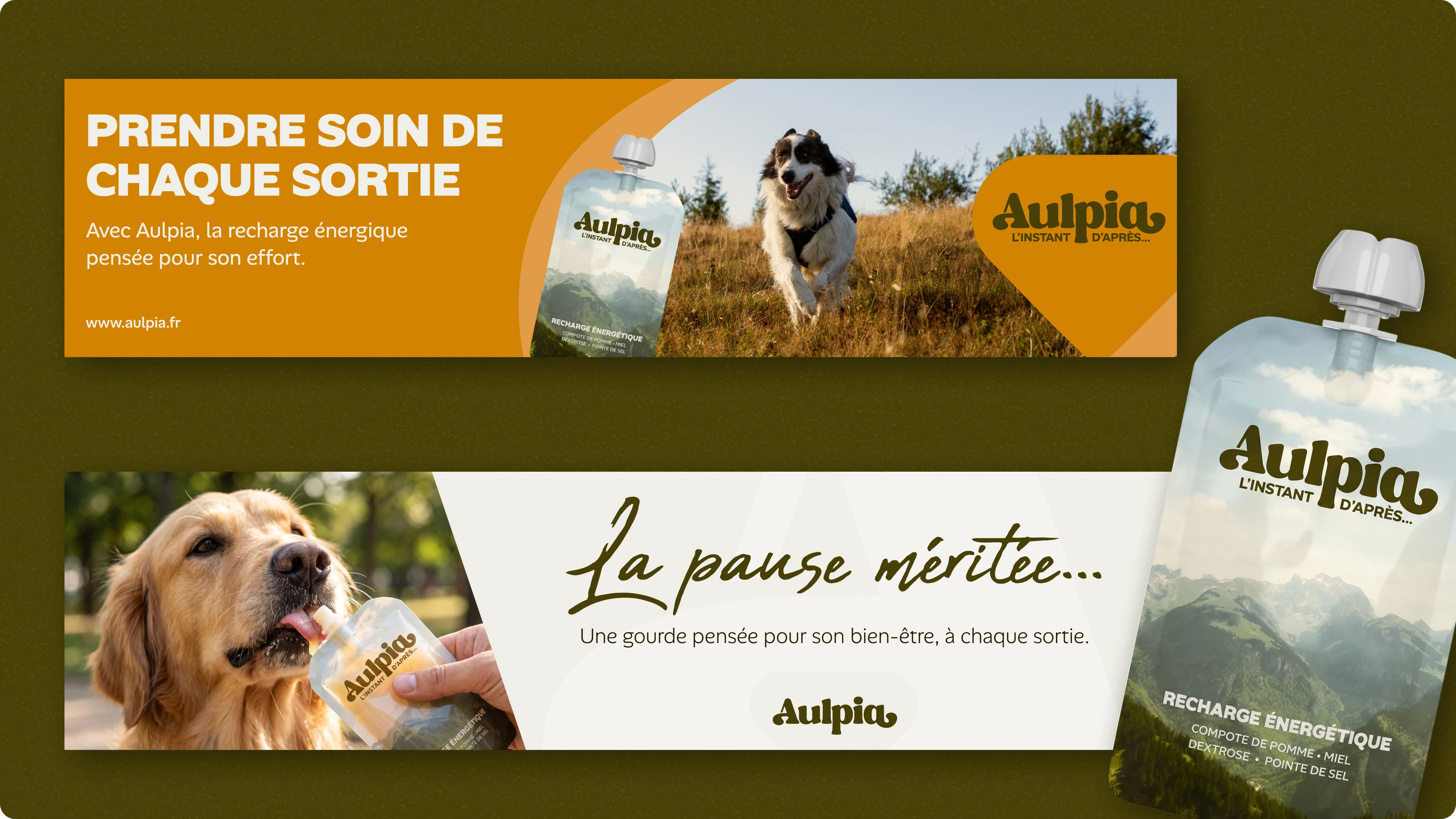Bannières publicitaires ads par Coralie De Almeida graphiste spécialisée dans le secteur animalier pour Aulpia