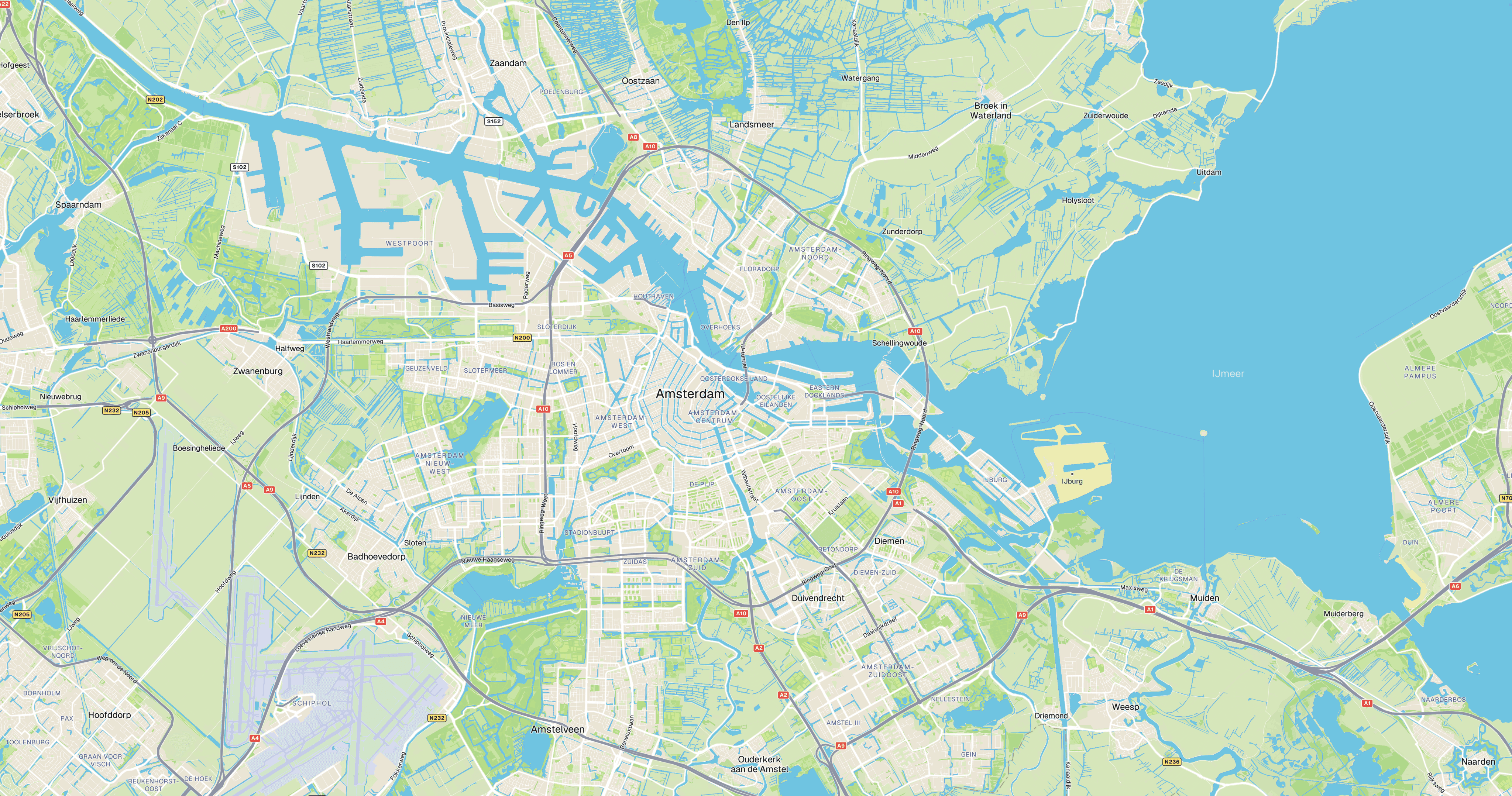 Map view of amsterdam with the Powershelter network locations