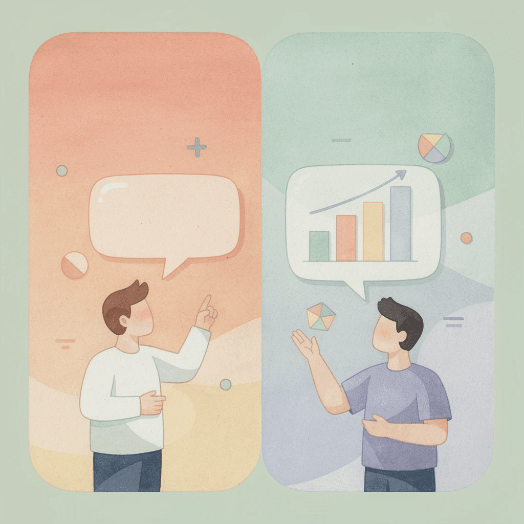 Scene illustration contrasting a fully hosted ecommerce platform with a self-managed plugin-based store setup