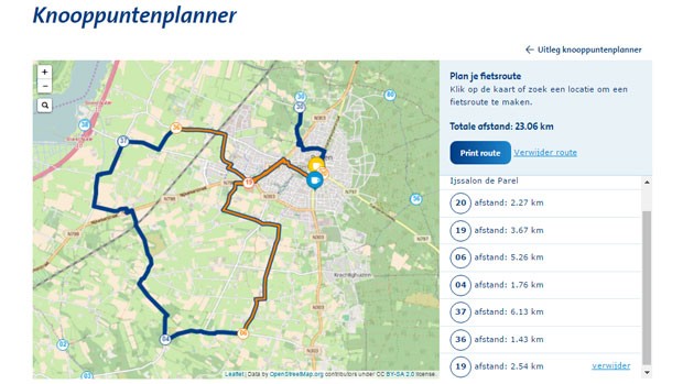 Knooppuntenplanner van de ANWB sceenshot.