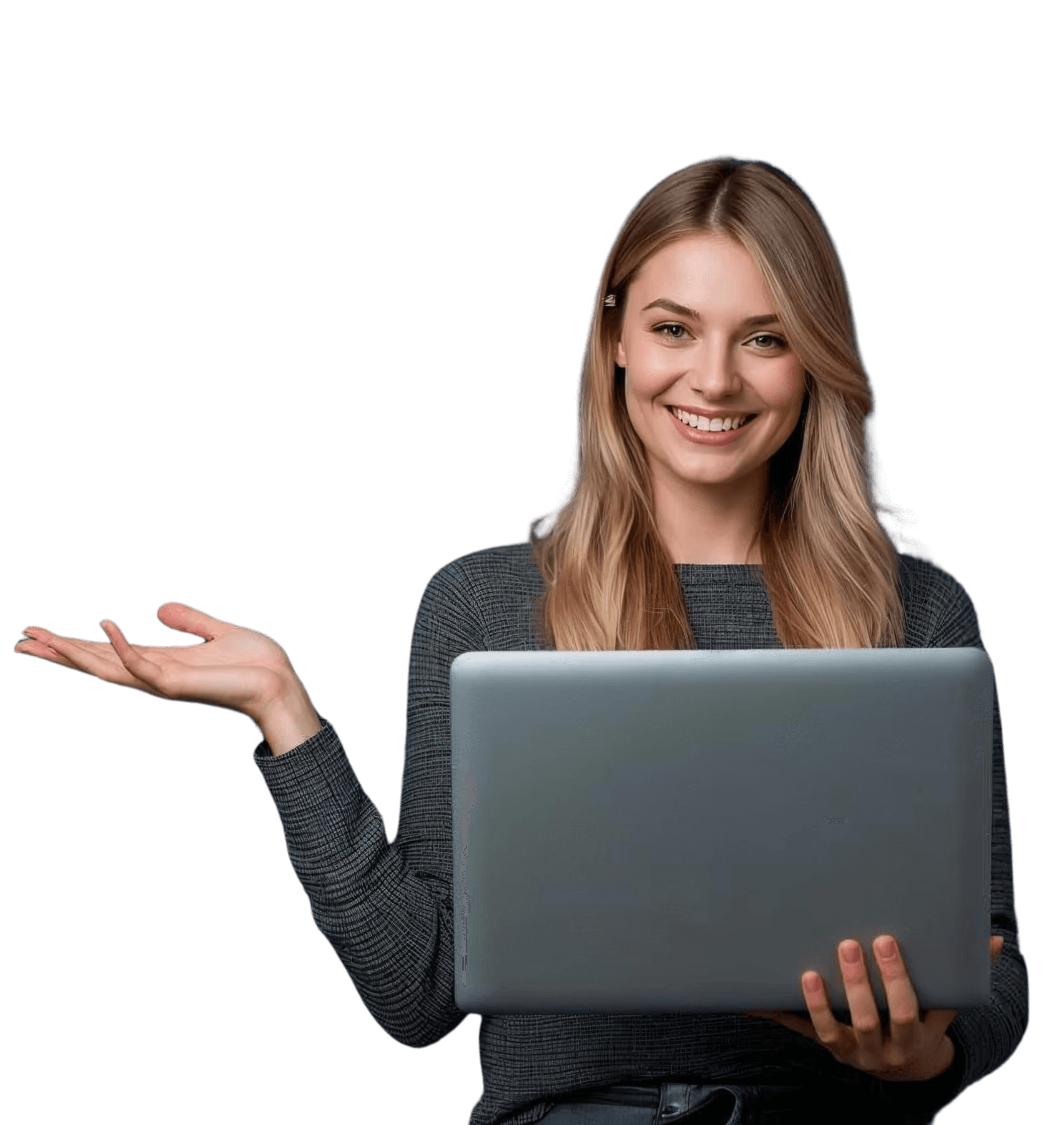 Mulher segurando notebook