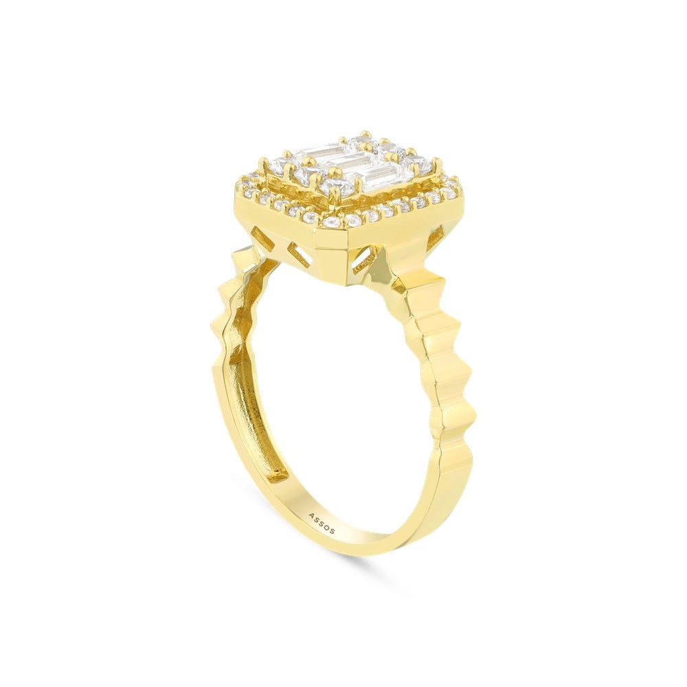 Baget Taşlı 14 Ayar Altın Yüzük Assos Pırlanta Tasarımı