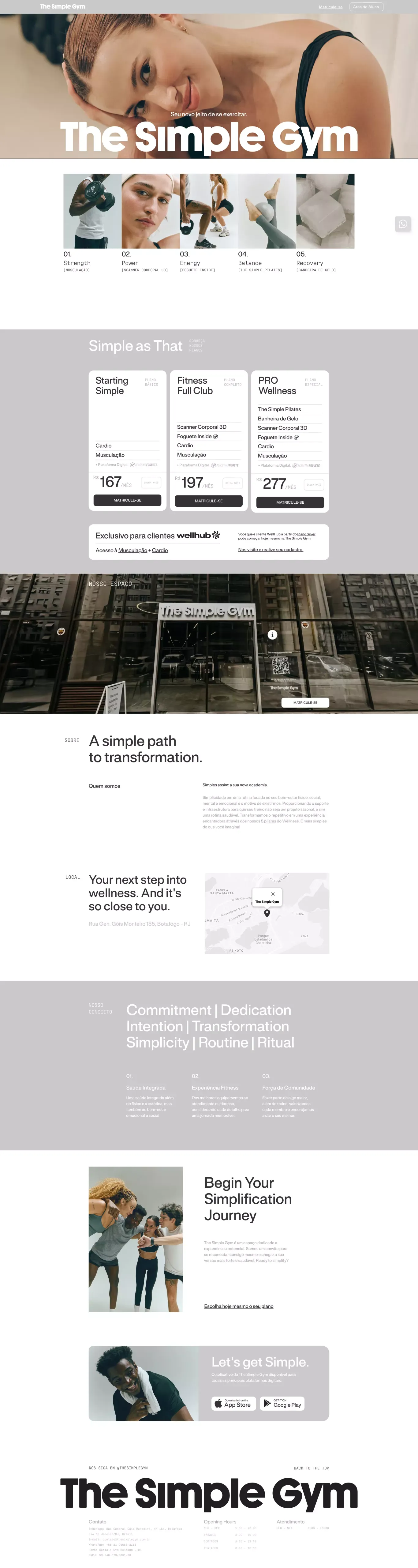 The Simple Gym landing page screenshot showcasing Health & Fitness and Local Business design