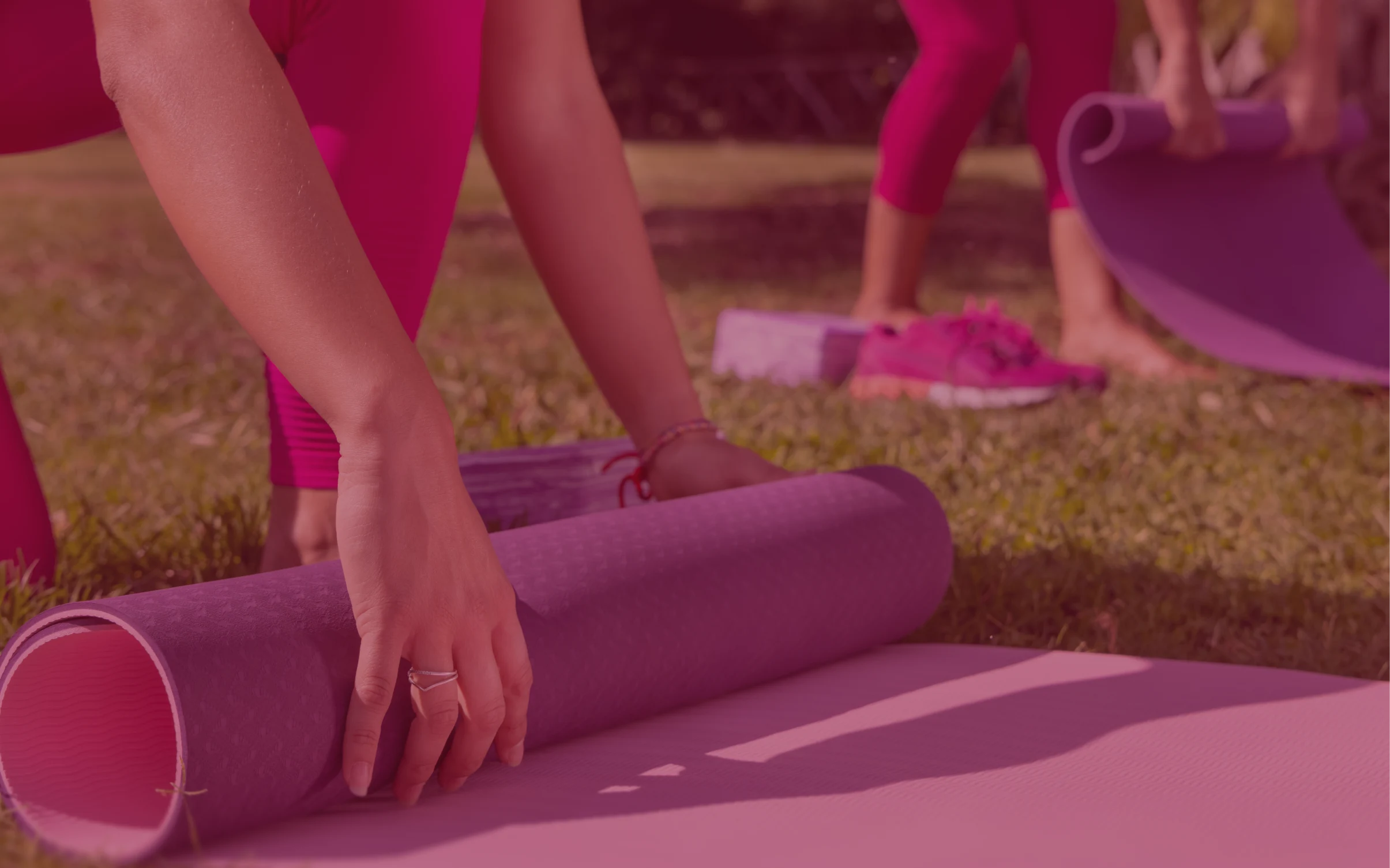 Women practicing yoga in a calm studio setting