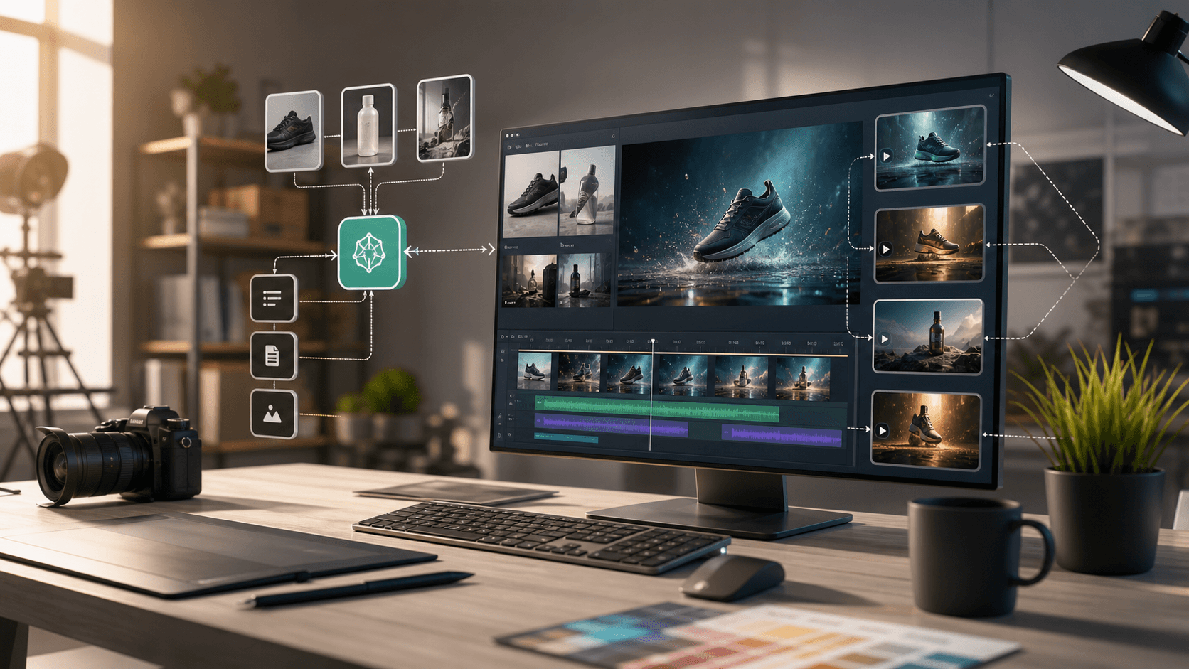Computer screen displaying AI video editing - How to Create POV Videos