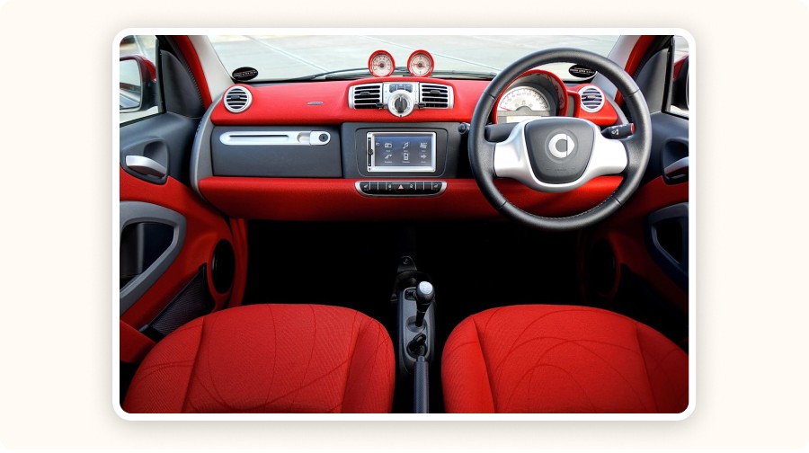 Modern car interior with smart accessories