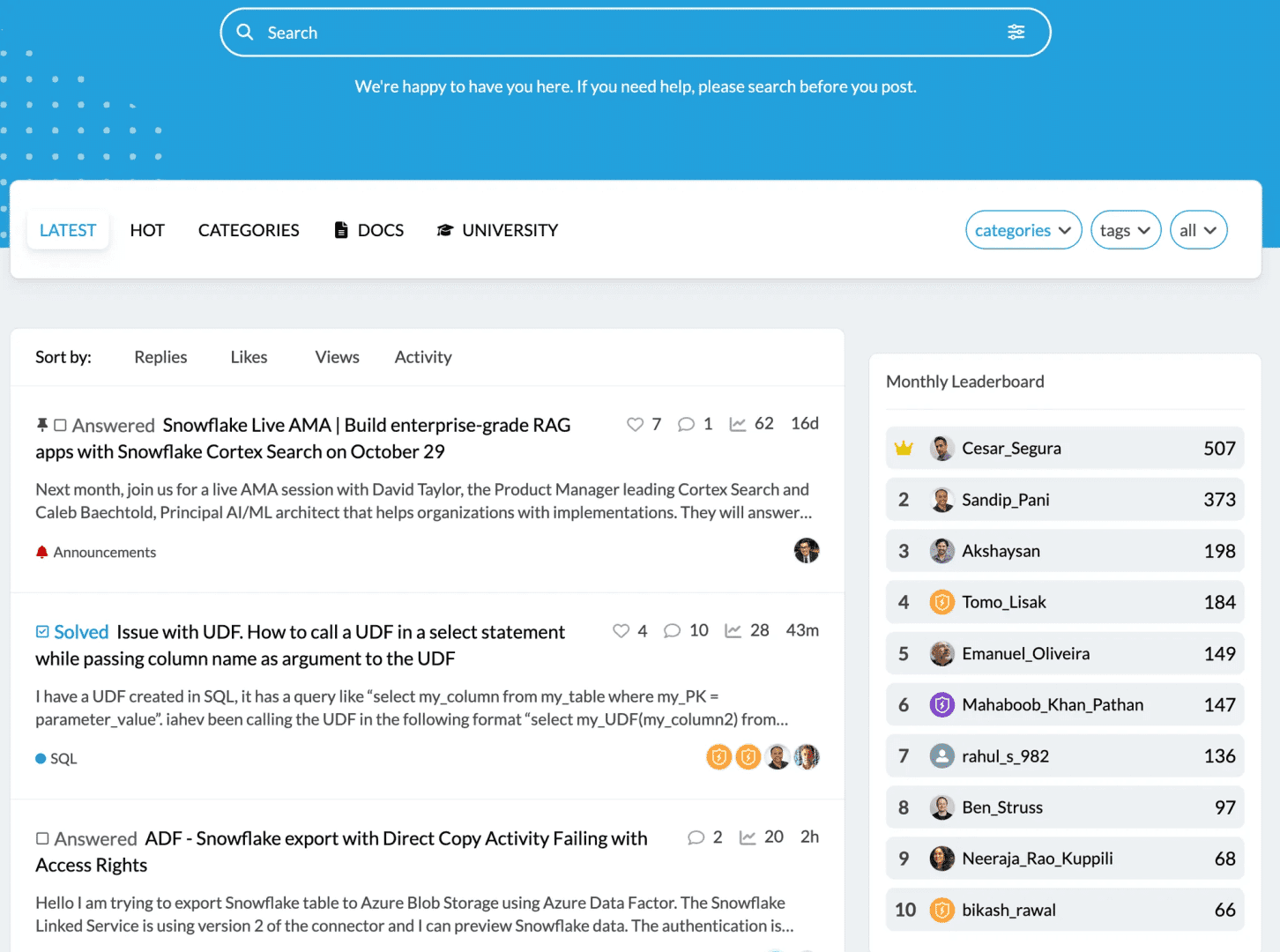 Snowflake Marketing Spotlight: Community area