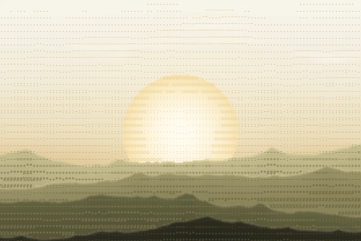 Landscape drawn in text characters