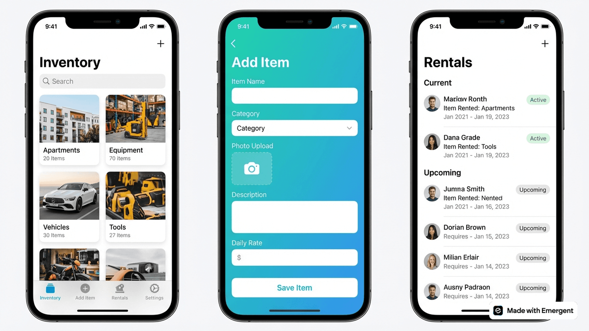 Rental Inventory App Made With Emergent