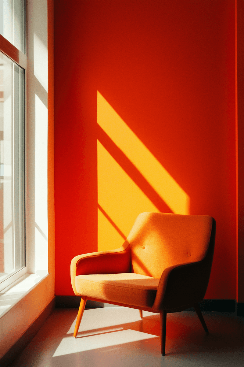 A chill living room with a green couch and mahagony cofee table