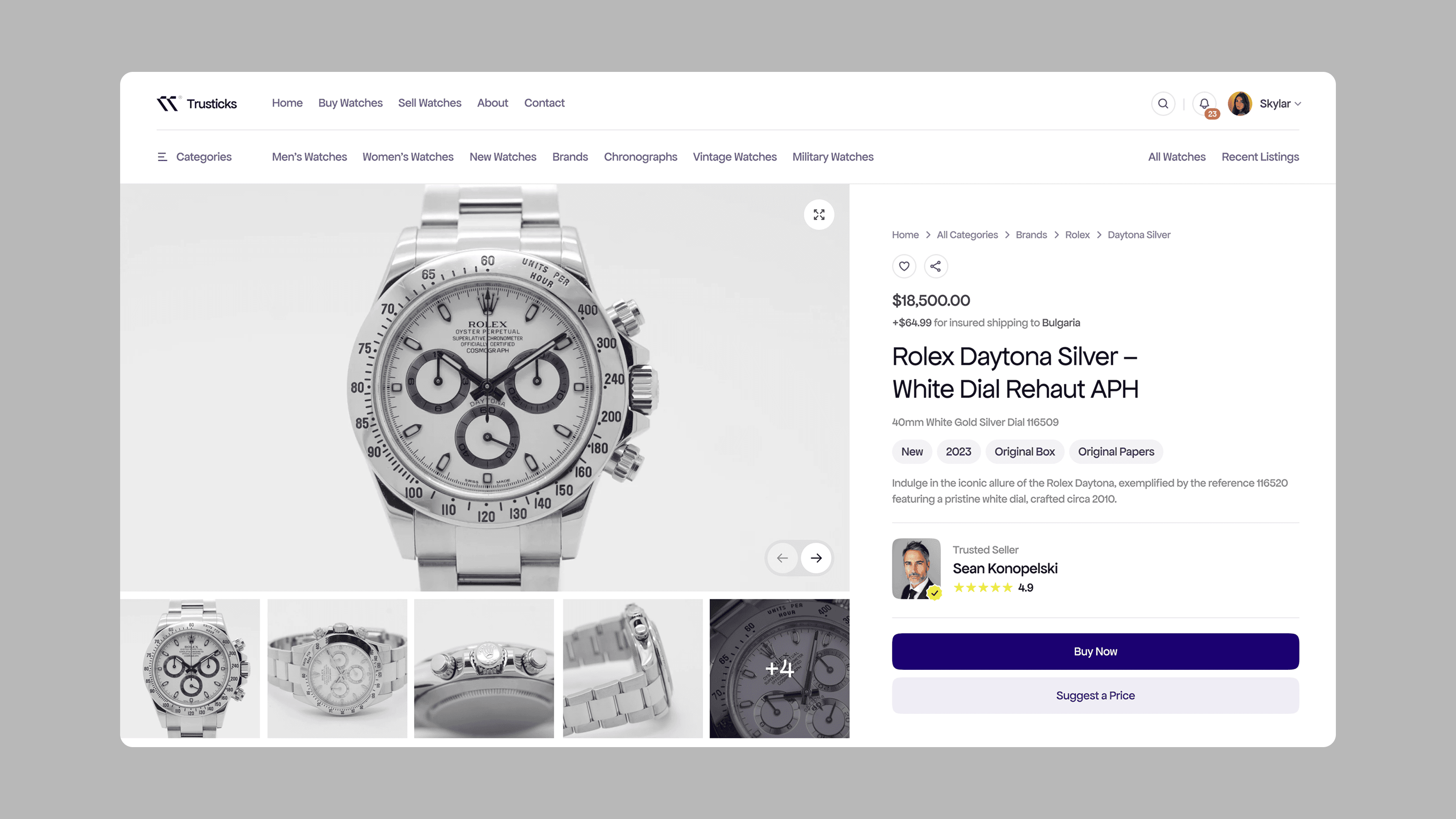 trusticks product page web design