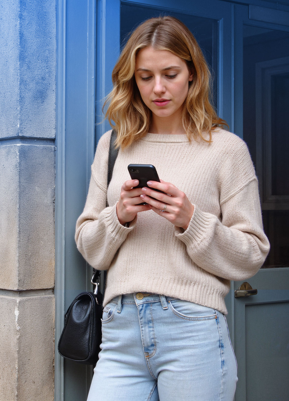 Femme sur son téléphone