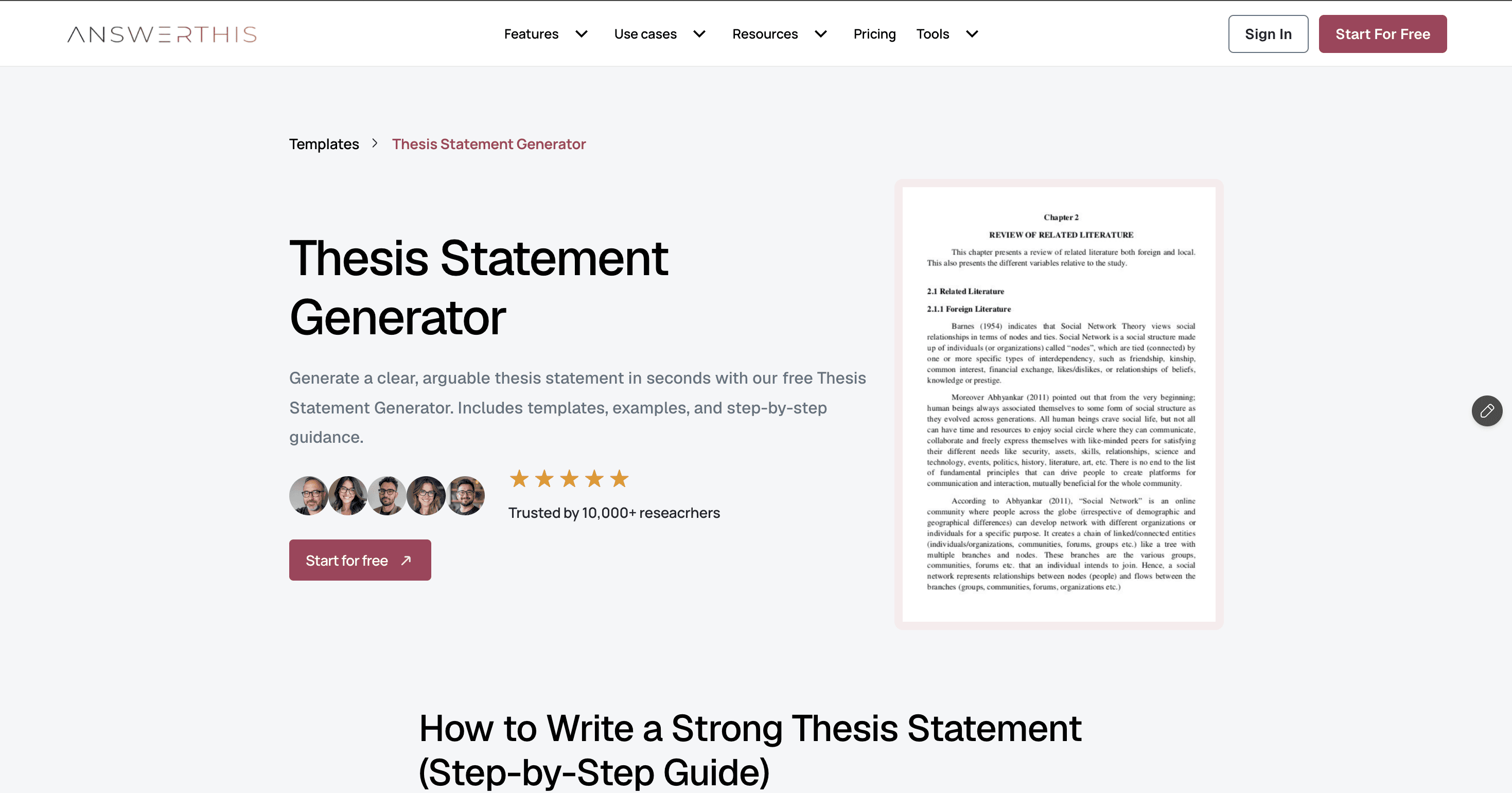 AnswerThis Thesis Statement Generator
