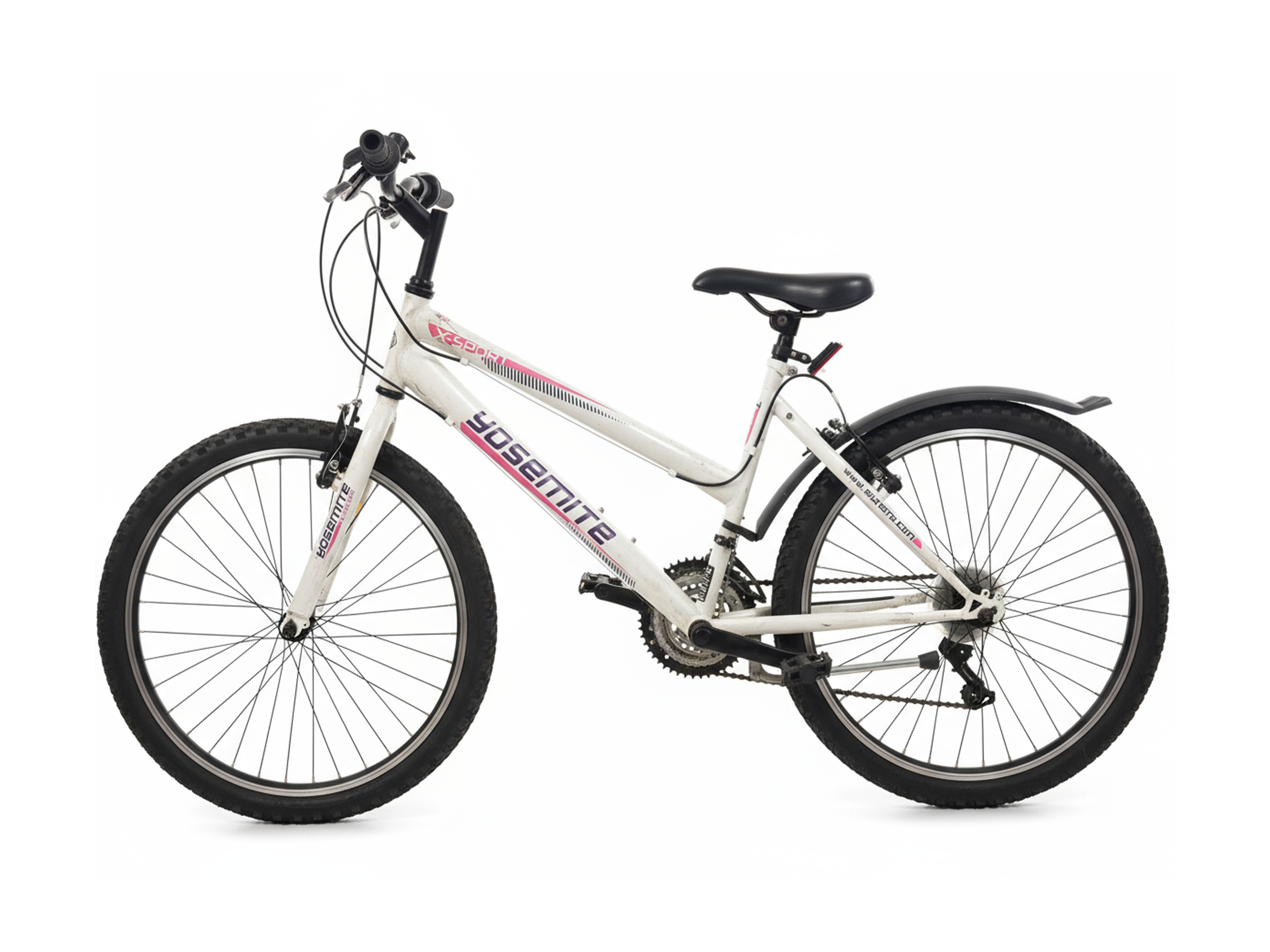Begagnad vit Yosemite cykel för damer – kvalitetsbegagnad cykel till salu, cykel service och reparation hos cykelverkstad i Uppsala.