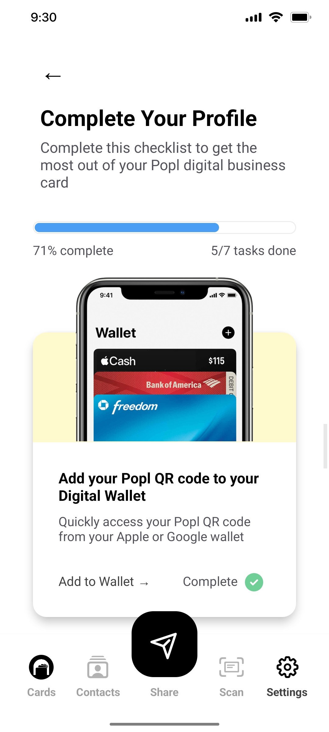 Popl Add To Wallet Screen