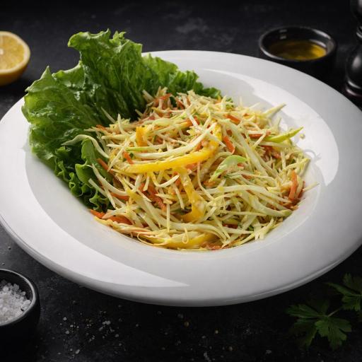 a white plate topped with a salad and a fork