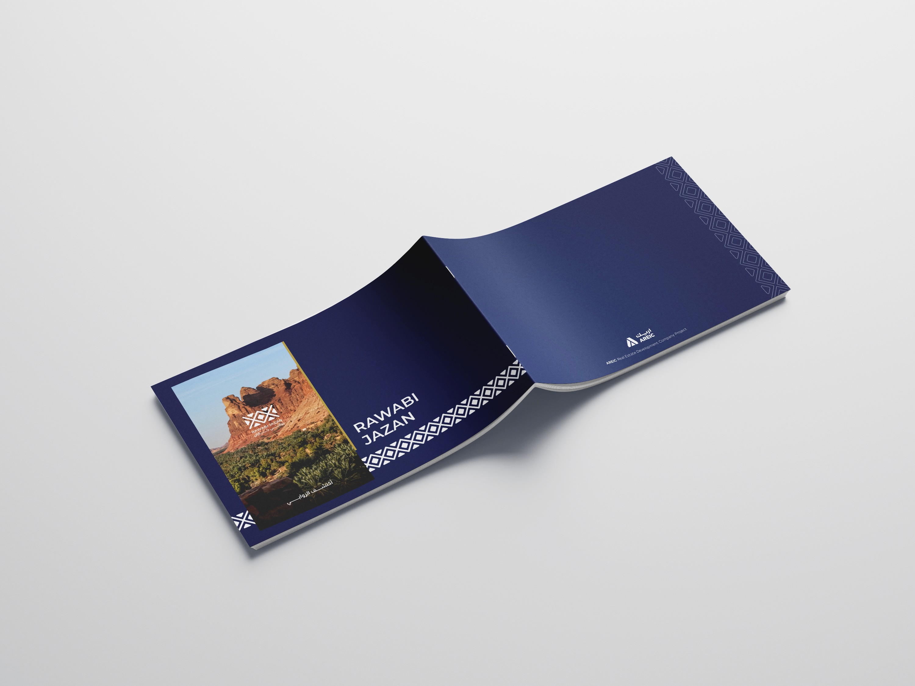 Visual overview of branding and project materials for AREIC's Rawabi Jazan
