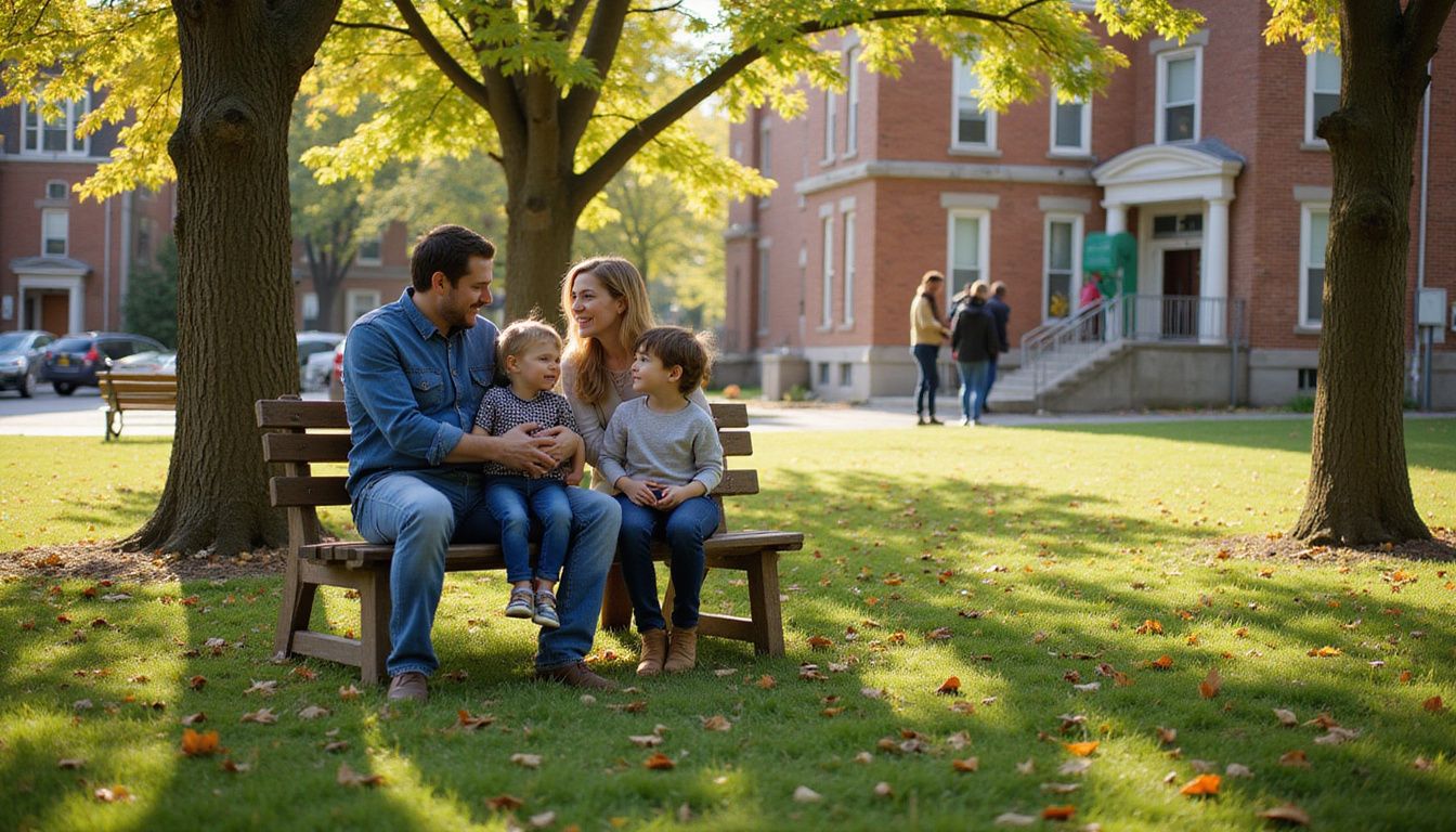 A family enjoys a peaceful afternoon in a Montreal park.