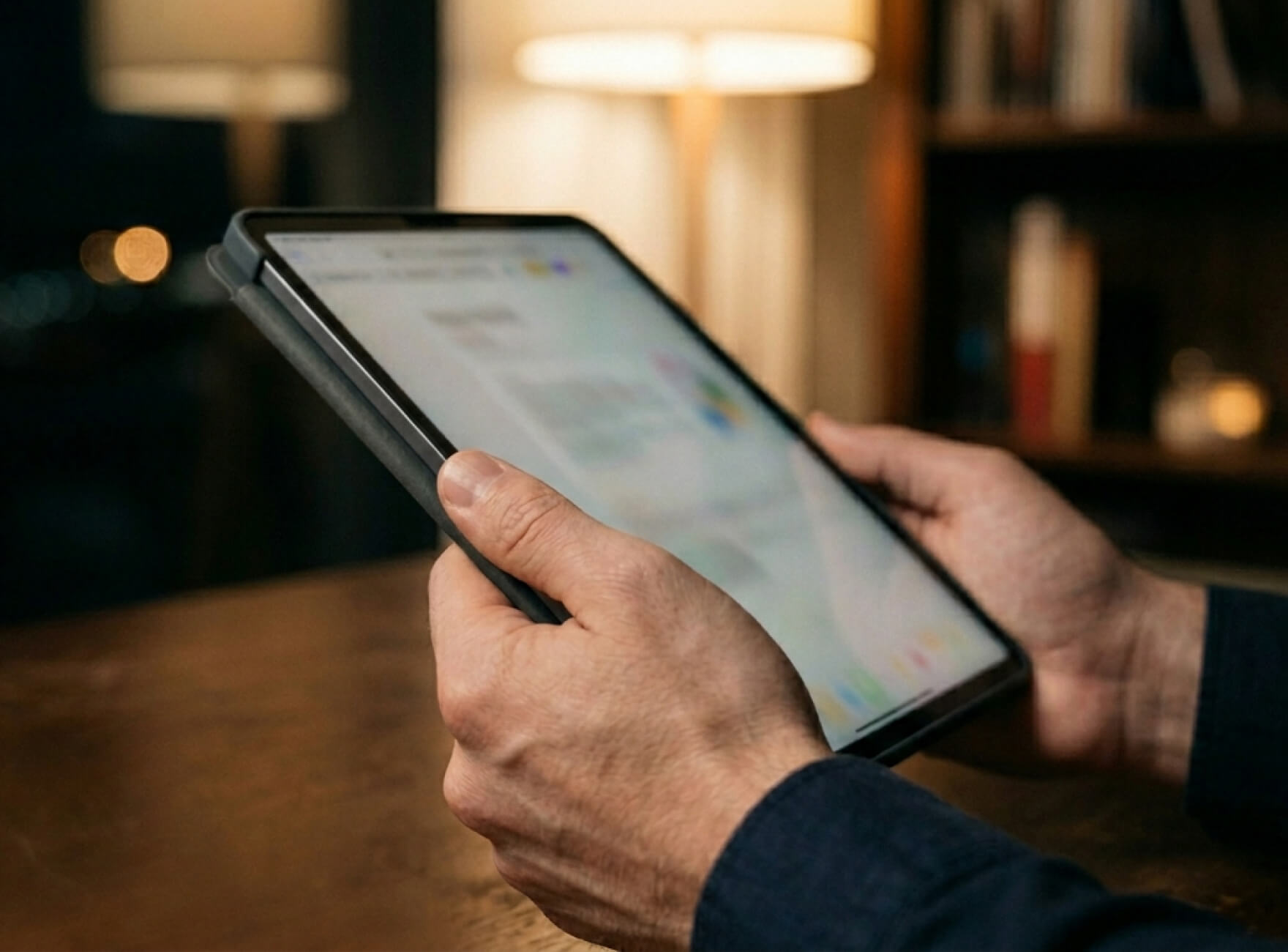 A desk with a laptop and an employee badge laying on top of it.